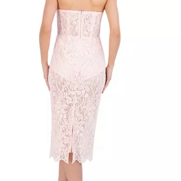 BCBGMAXAZRIA Women's Pink Bodice Floral Illusion Lace Strapless Evening Dress - Picture 2 of 8